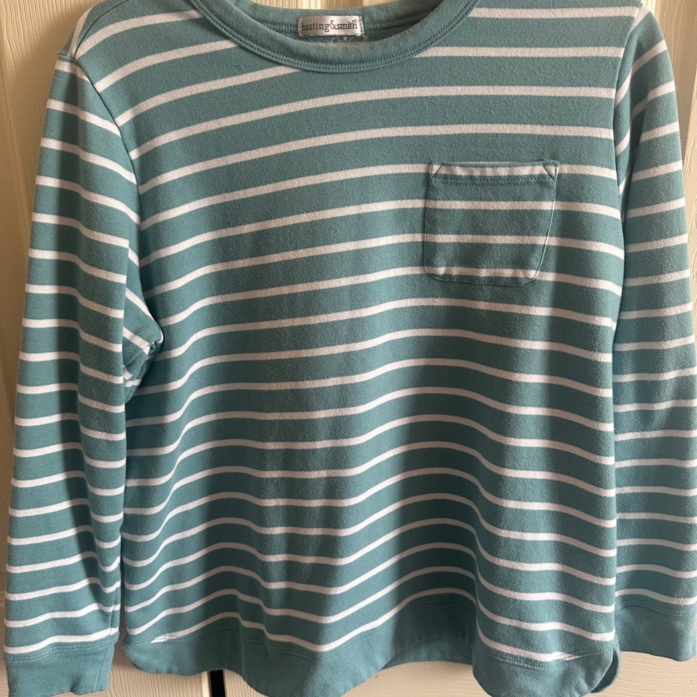 Striped Teal and White Long Sleeve Shirt